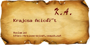 Krajcsa Acicét névjegykártya